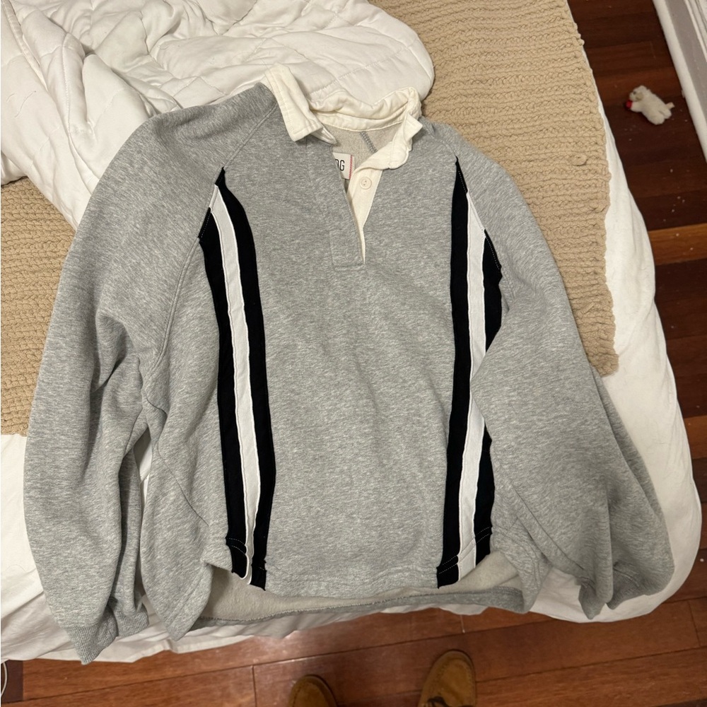 BDG Gray Sweatshirt with Black and White Stripes